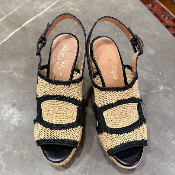 Robert Clergerie Raffia Espadrille Platform Wedge Sandal, Size 37 - Picture 12 of 12